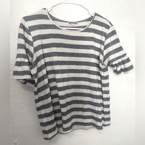 Pleione Striped Ruffle Sleeve Top